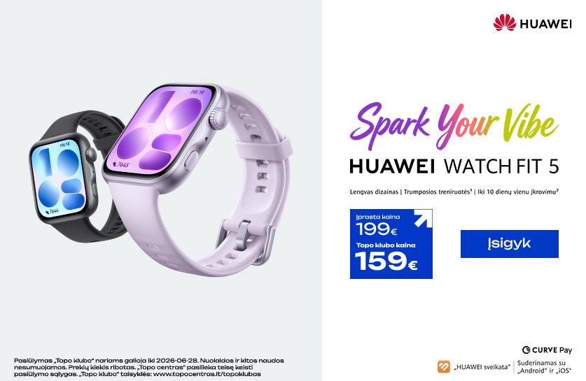 Naujiena! Huawei Watch Fit 5