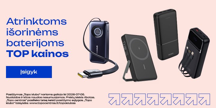 Atrinktoms išorinėms baterijoms TOP kainos