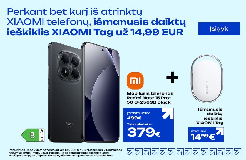 Pirk Xiaomi telefoną ir daiktų ieškiklį gaukite tik už 14,99 €