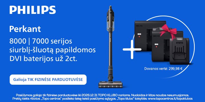 Pirk PHILIPS dulkių siurblį ir papildomas dvi baterijas gauk už 0,02 €