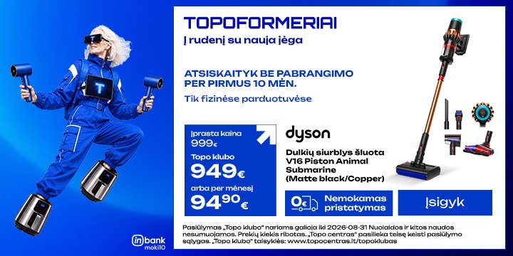 Dulkių siurblys šluota DYSON V16 Piston Animal Submarine (Matte black/Copper)