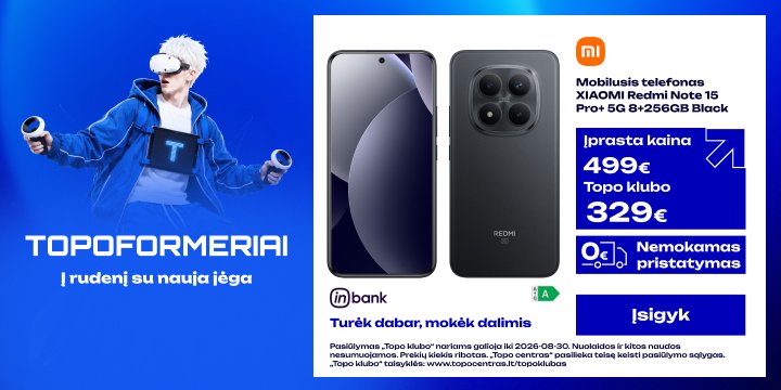 Mobilusis telefonas XIAOMI Redmi Note 15 Pro+ 5G 8+256GB Black