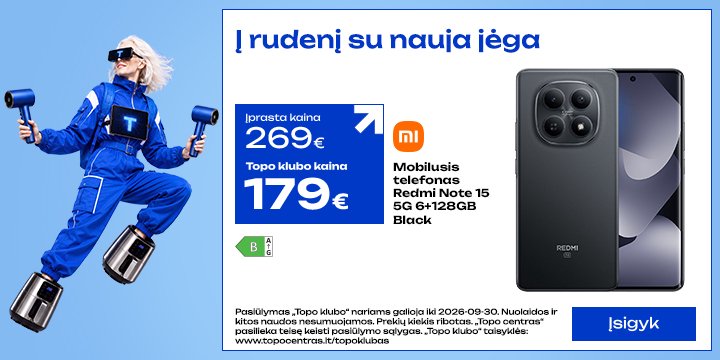 Mobilusis telefonas XIAOMI Redmi Note 15 5G 6+128GB Black
