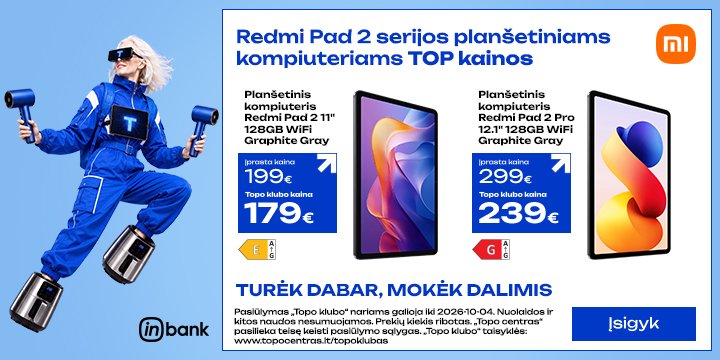 Xiaomi planšetiniams kompiuteriams TOP kainos