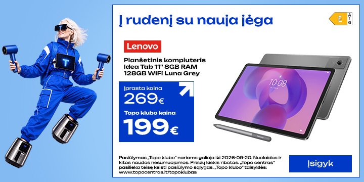Planšetinis kompiuteris Lenovo Idea Tab 11" 8GB RAM 128GB WiFi Luna Grey