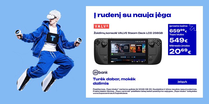 Žaidimų konsolė VALVE Steam Deck LCD 256GB