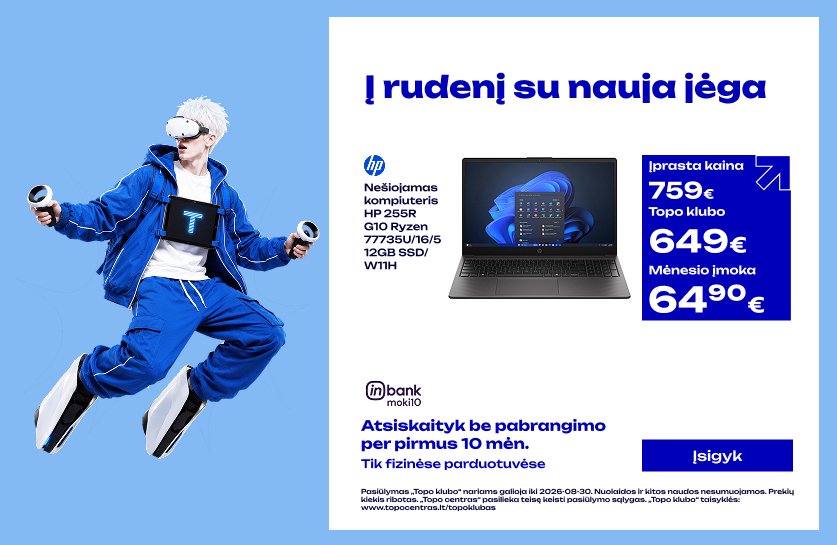 Nešiojamas kompiuteris HP 255R G10 Ryzen 7 7735U/16/512GB SSD/W11H