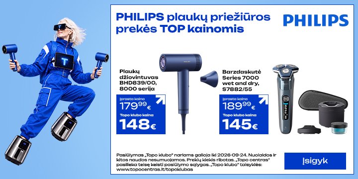 Philips plaukų priežiūrios prietaisams TOP kainos