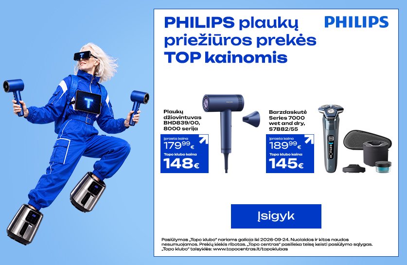 Philips plaukų priežiūrios prietaisams TOP kainos