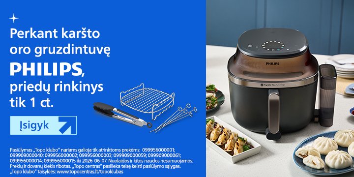 Pirk karšto oro gruzdintuvę Philips, gauk priedų rinkinį už 0,01 €