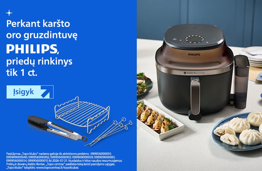 Pirk karšto oro gruzdintuvę Philips, gauk priedų rinkinį už 0,01 €