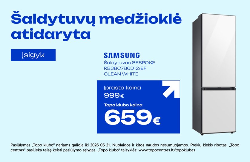 Šaldytuvas Samsung BESPOKE RB38C7B6D12/EF CLEAN WHITE
