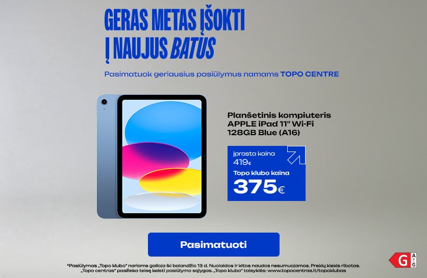 Planšetinis kompiuteris APPLE iPad 11" Wi-Fi 128GB Blue (A16)