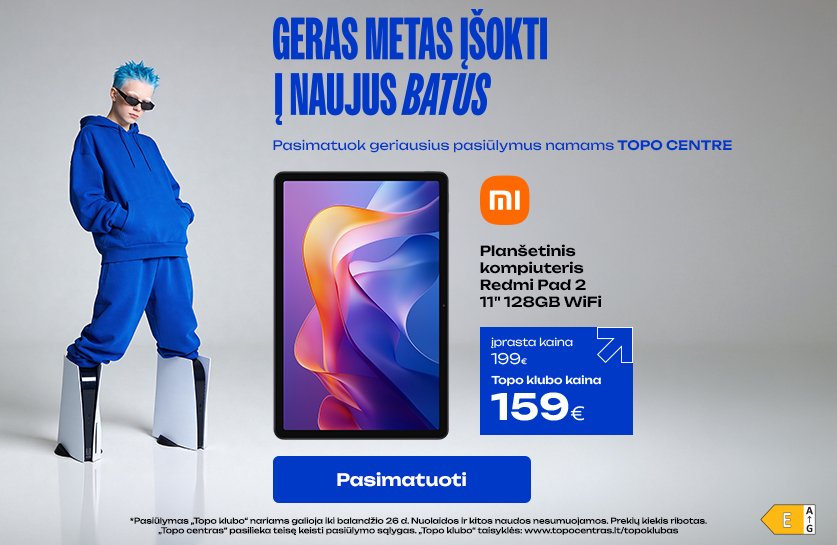 Planšetinis kompiuteris XIAOMI Redmi Pad 2 11" 128GB WiFi Graphite Gray