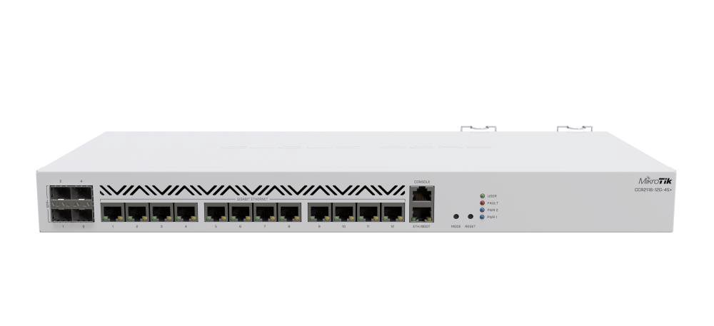 Maršrutizatorius Mikrotik Cloud Core Router CCR2116-12G-4S+, 16-CORE 2 GHZ ARM CPU, 16 GB DDR4 RAM,
