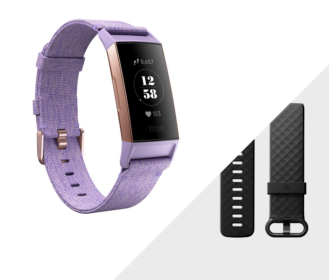 Išmanioji apyrankė FITBIT CHARGE 3, Special Edition Lavender Woven