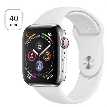 Išmanusis laikrodis APPLE Watch 4 GPS +Cell, 40mm Stainless Steel, White Sport Band