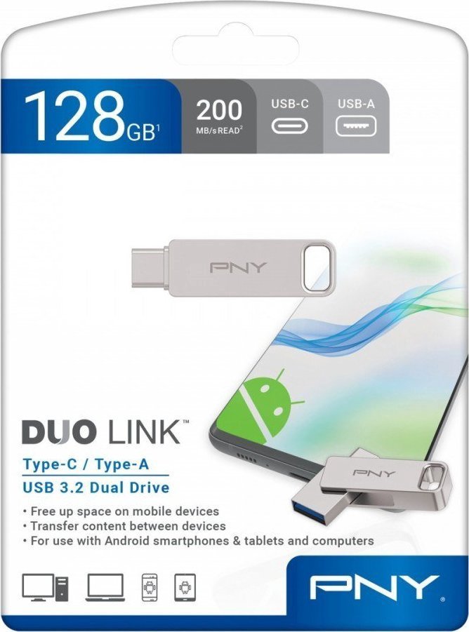 Pendrive PNY Pendrive 128GB USB 3.2 Duo-Link P-FDI128DULINKTYC-GE