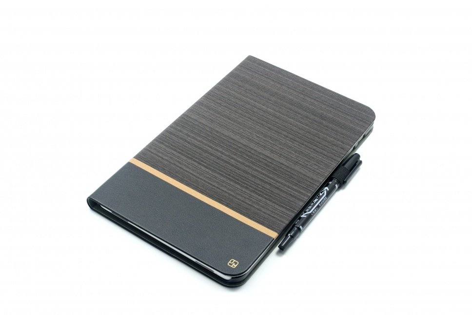 Dėklas JUST MUST Denim II Galaxy Tab A 10.1", atverčiamas, juodas/rudas