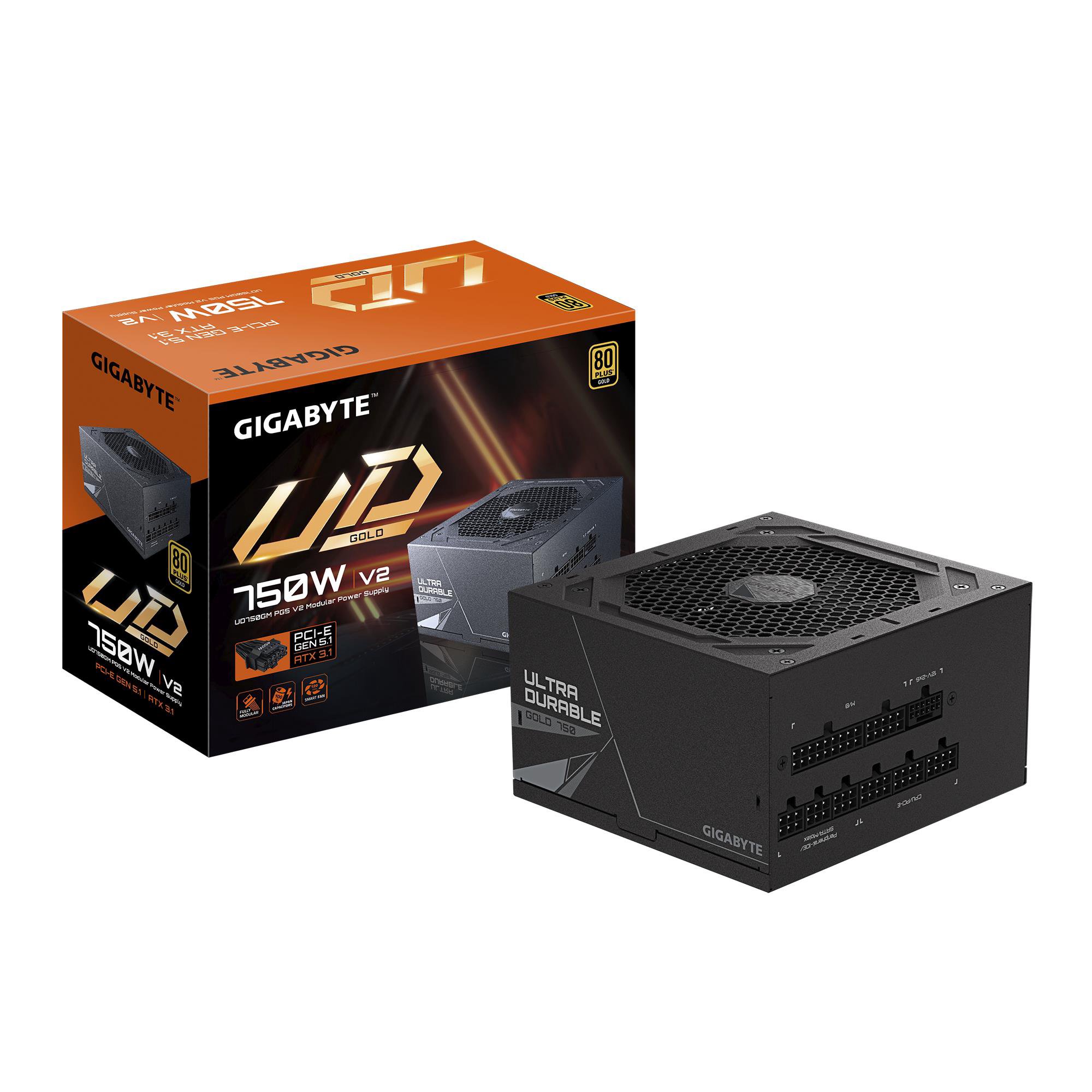 Power SupplyGIGABYTEUD750GM PG5 V2ATX 3.1750 WattsEfficiency 80 PLUS GOLDPFC ActiveMTBF