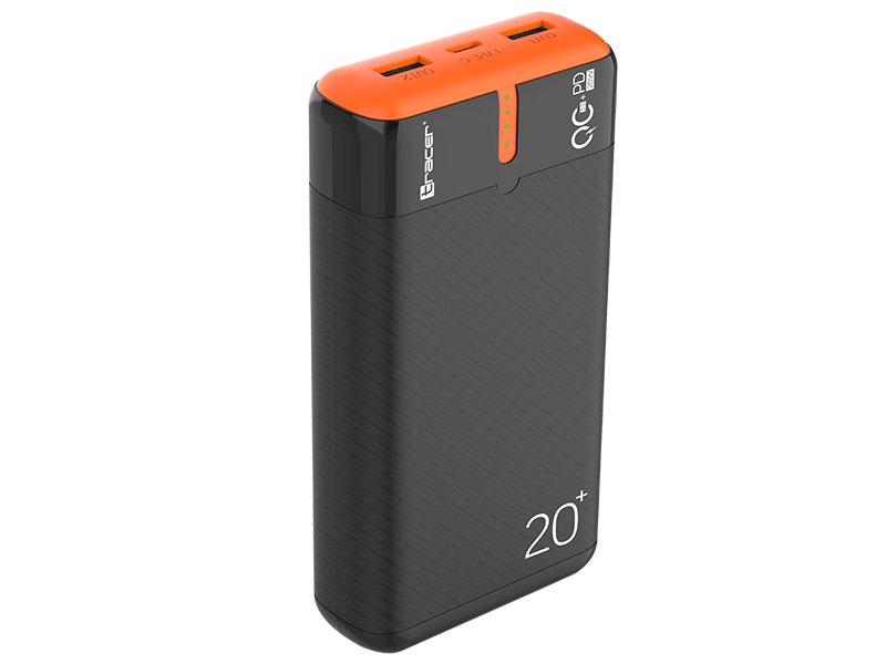 Išorinė baterija Tracer 47516 EnerGen 20000mAh Power Bank black/orange