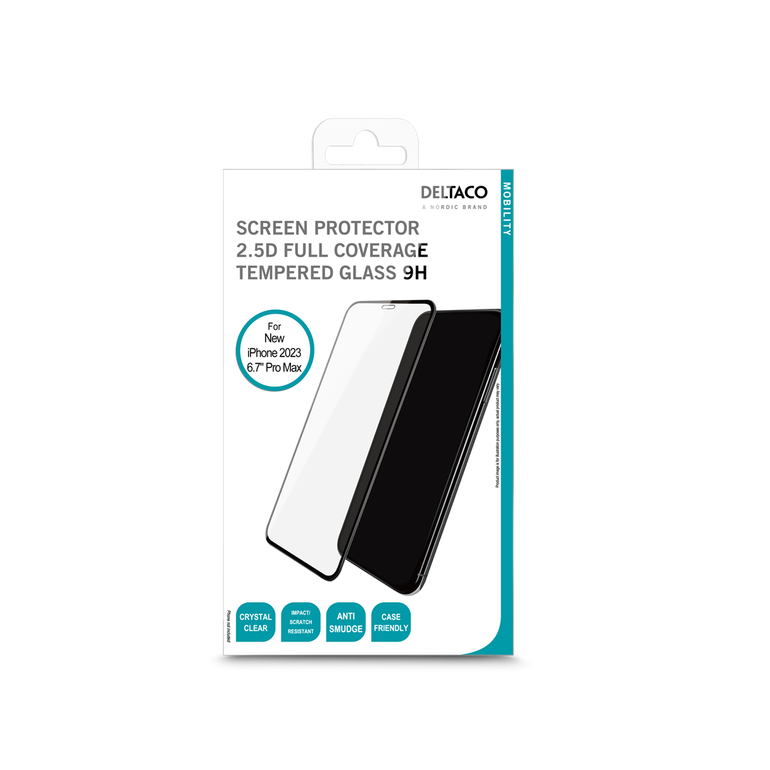 Ekrano stikliukas DELTACO iPhone 15 Pro Max, 2,5D, 9H / 1902453