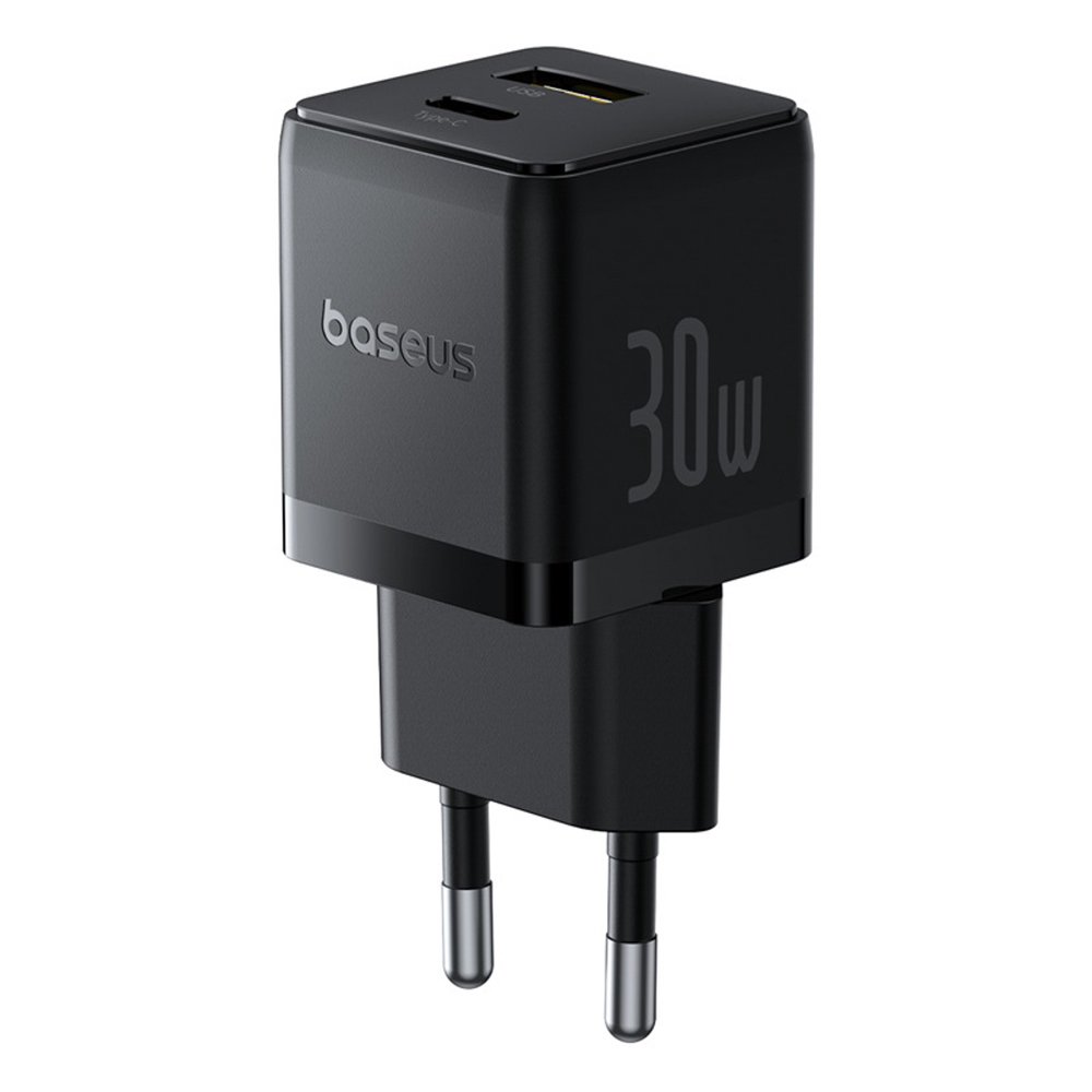 Sieninis įkroviklis BASEUS Palm 30W USB + USB-C QC3.0 PD3.0, juodas