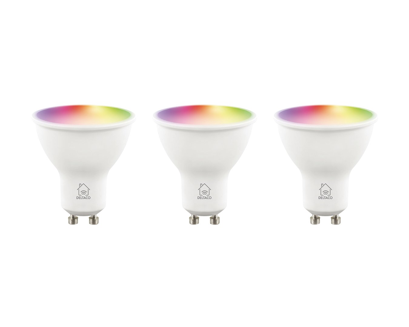 Išmanių lempučių rinkinys DELTACO SMART HOME 3vnt, WiFI 2.4GHz, 5W, 470lm,RGB / SH-LGU10RGB-3P