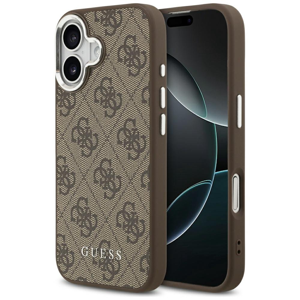 Funda Guess 4G Classic Para IPhone 16 – Piel Sintética Con Llavero De Perlas, Diseño Elegante Y Protección Robusta