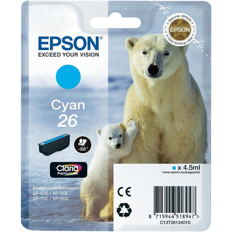 Rašalinė EPSON Tinte Singlepack Cyan 26 Claria Premium