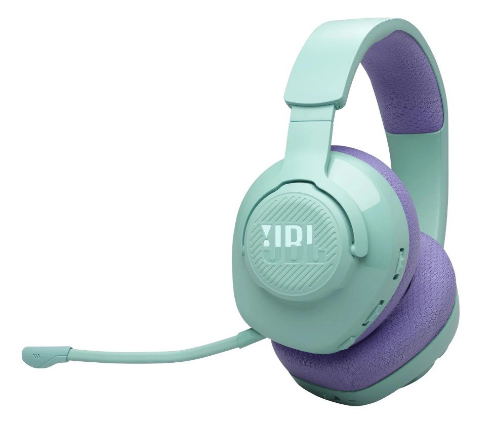 Žaidimų ausinės JBL Quantum 360, gaubiančios ausis, belaidės, mėlynos