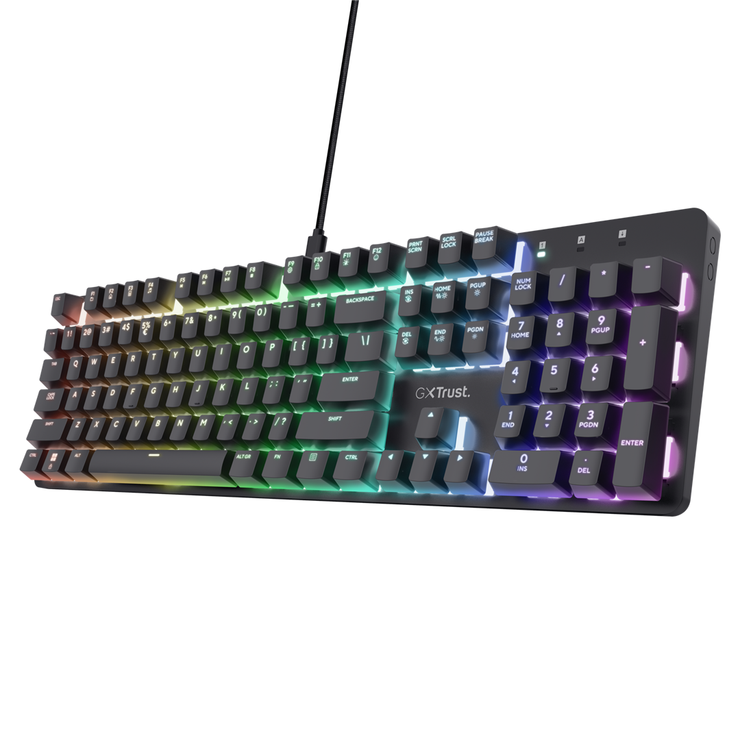 Žaidimų klaviatūra TRUST GXT871 ZORA US, mechaninė, laidinė. juoda