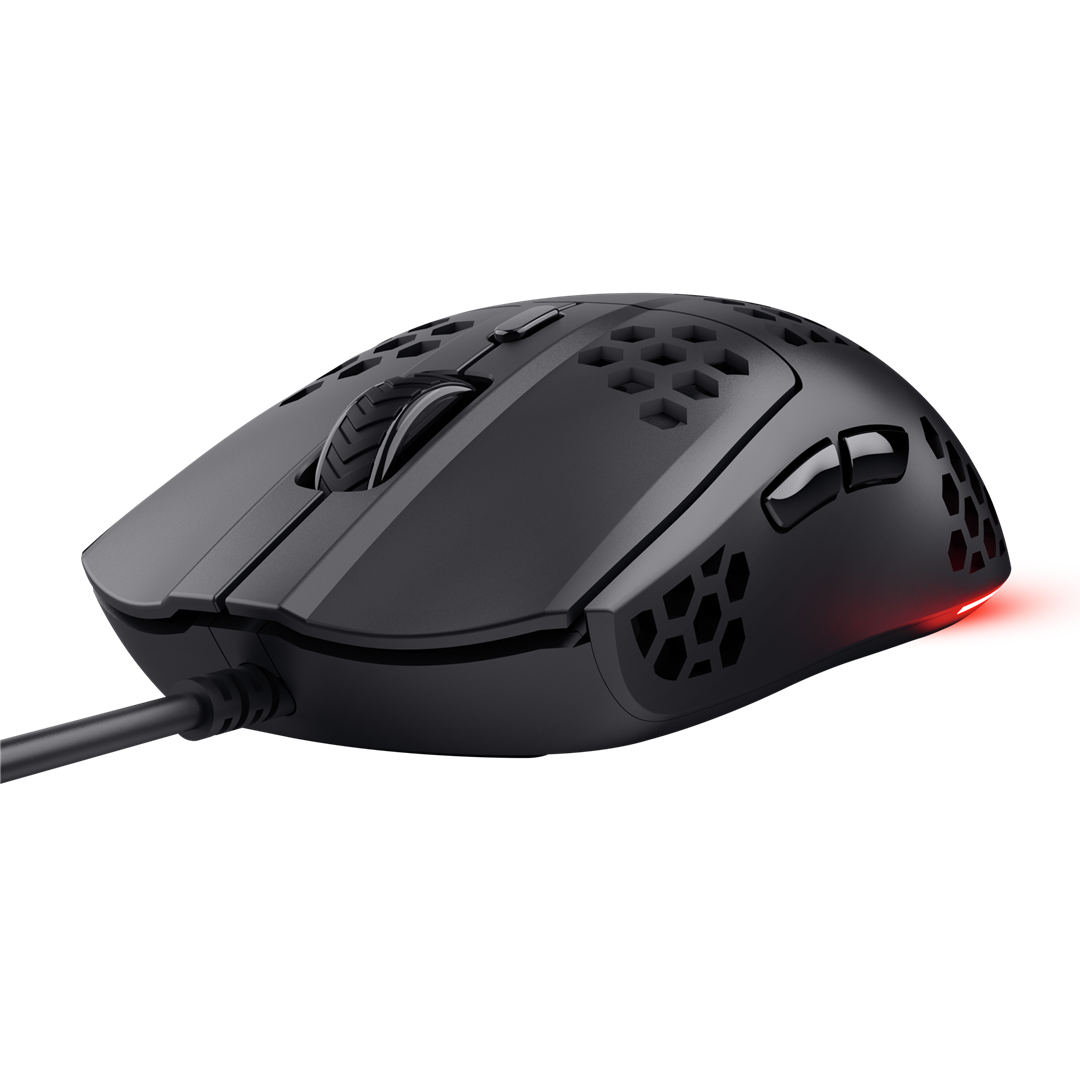 Žaidimų pelė TRUST GXT928 HELOX Lightweight, optinė, laidinė, juoda