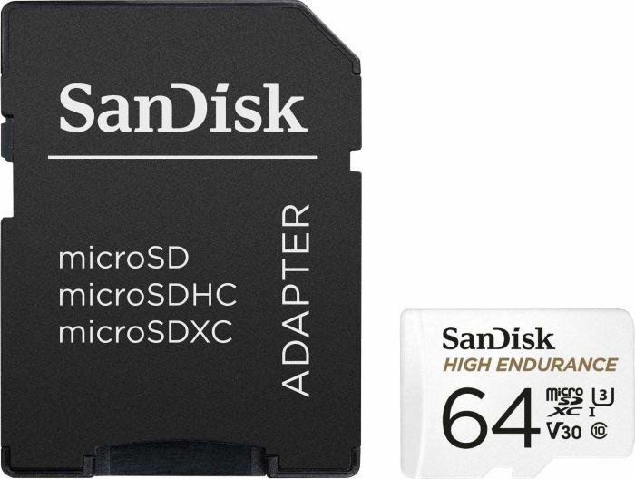 Atm.kort. SANDISK High Endurance microSDXC 64GB + SD Adapter, SDSQQNR-064G-GN6IA