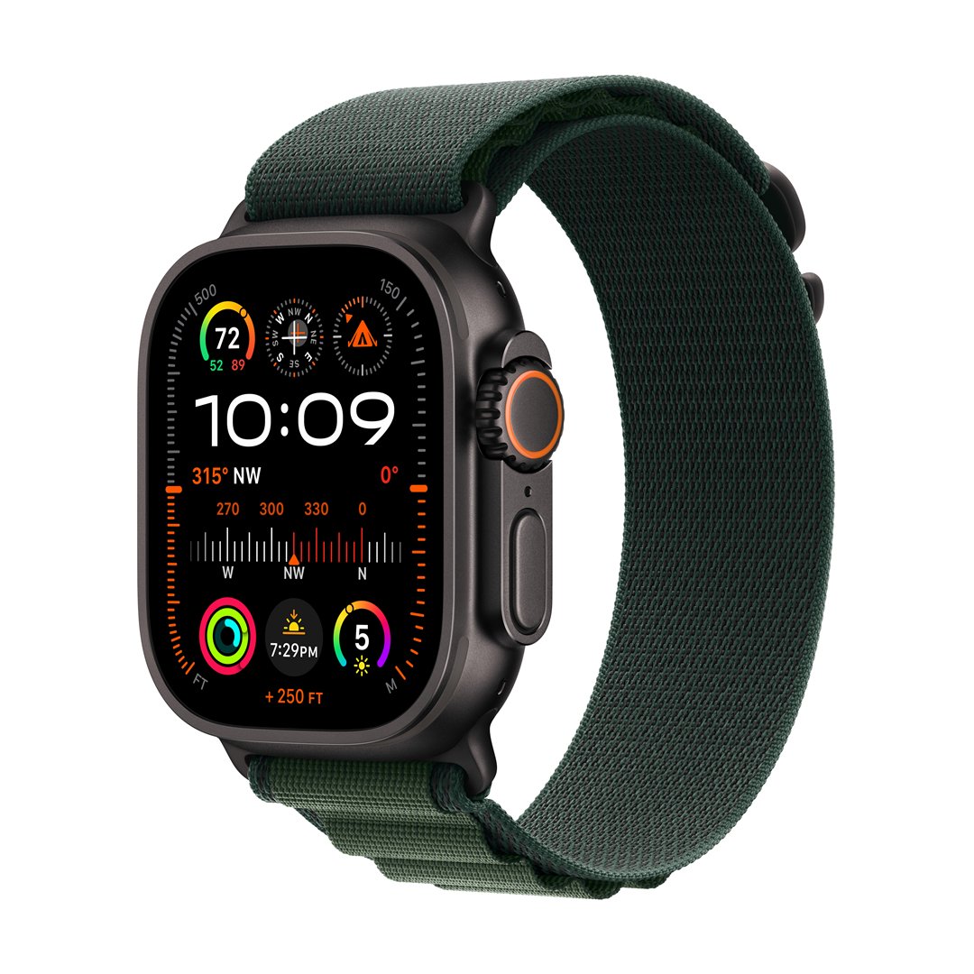Išmanusis laikrodis Apple Watch Ultra 2 GPS+Cell 49mm Black Titanium Case/Dark Green Alpine Loop M