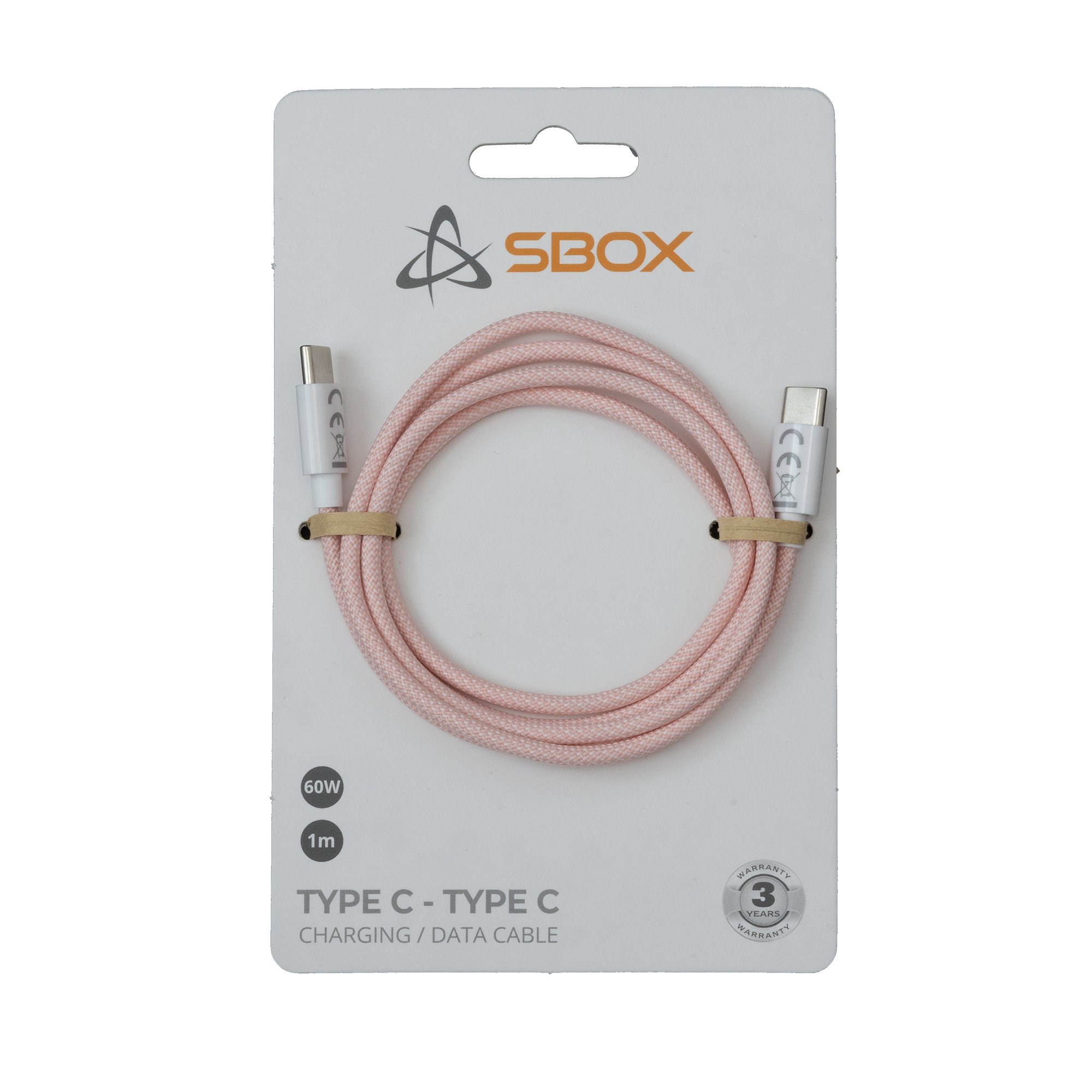 Mob. telefono kabelis Sbox Type C - Type C M/M 1m pink TYPEC-1-P