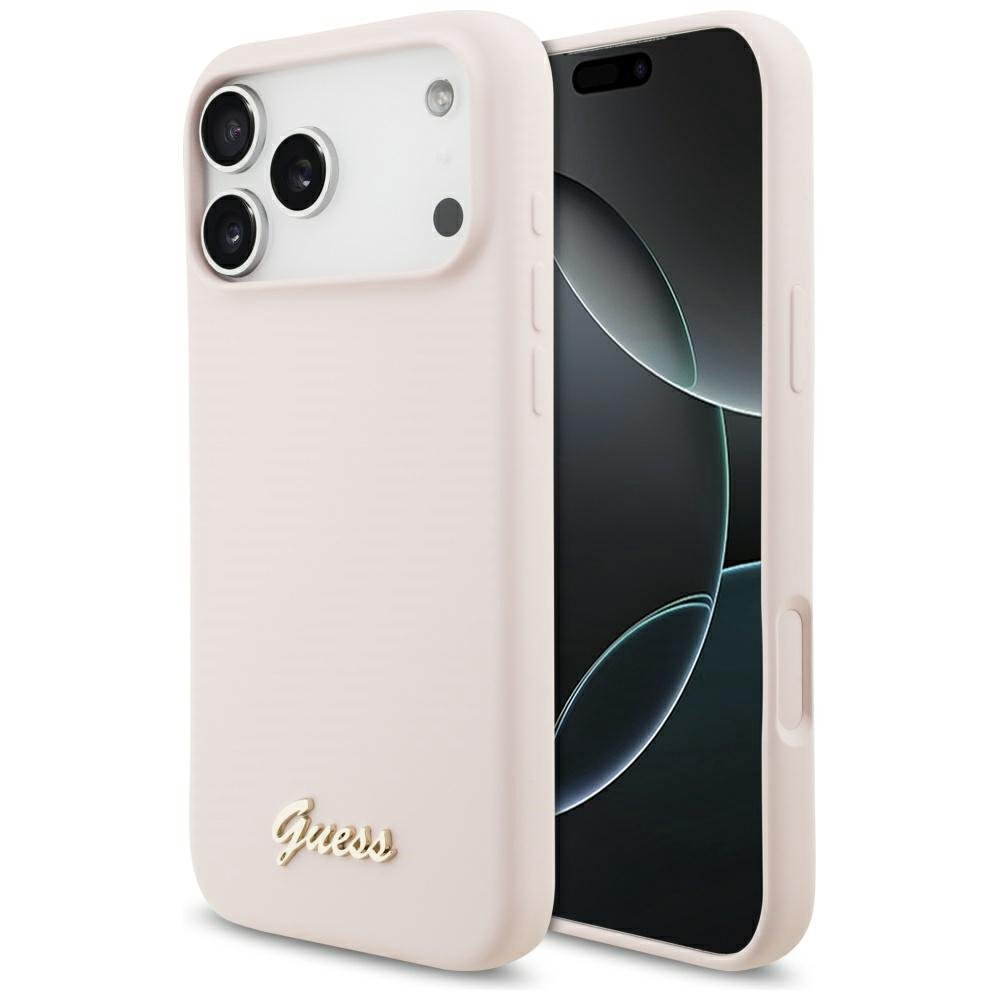Guess Silicone Script Metal Logo MagSafe Case for iPhone 17 Pro Max ...
