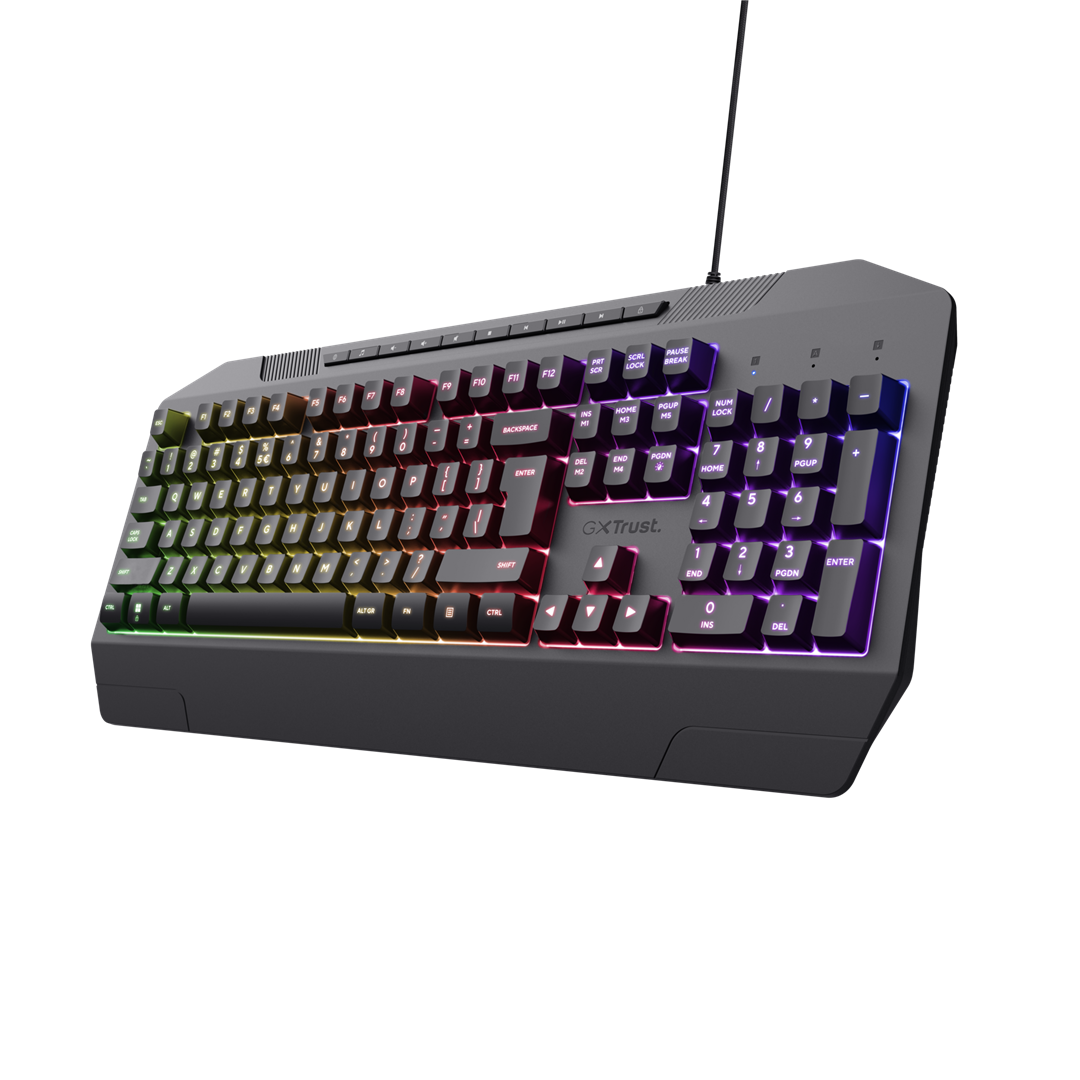 Žaidimų klaviatūra TRUST GXT836 Evocx US, membraninė, laidinė, juoda