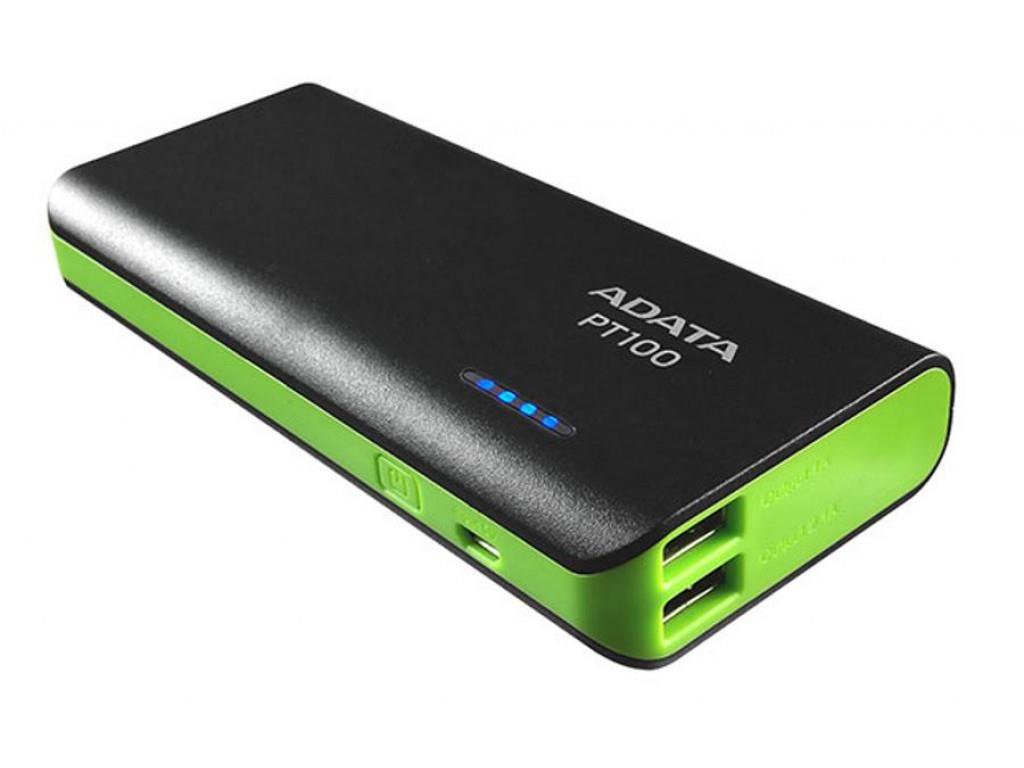 Išorinė baterija ADATA Power Bank APT100-10000M-5V-CBKGR 10000 mAh, juoda/žalia