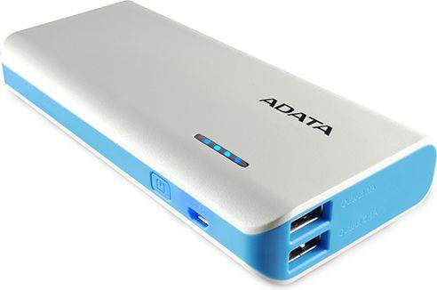 Išorinė baterija ADATA Power bank APT100-10000M-5V-CWHBL 10000 mAh, balta/mėlyna