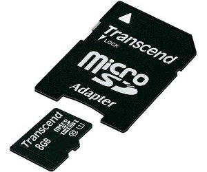 Atm.kort. TRANSCEND 8GB micro SDHC + adapt. Cl10, UHS-I U1