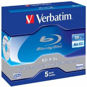 BluRay BD-R Dual Layer Verbatim [ jewel case 5 | 50GB | 6x | Scratchguard Plus ]