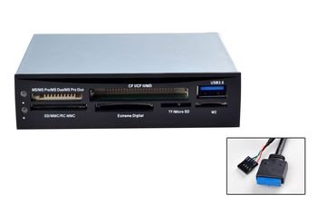 Vidinis kortelių skaitytuvas iBOX 88in1 + USB 3.0, Juodas