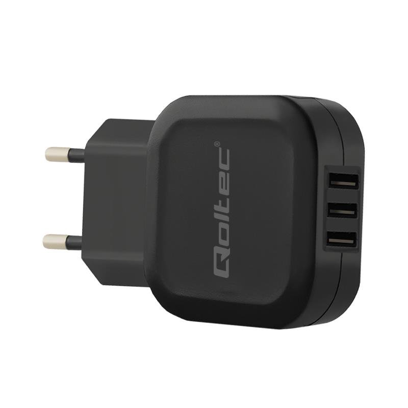 Įkroviklis QOLTEC 17W 5V 3.4A 3xUSB, Black