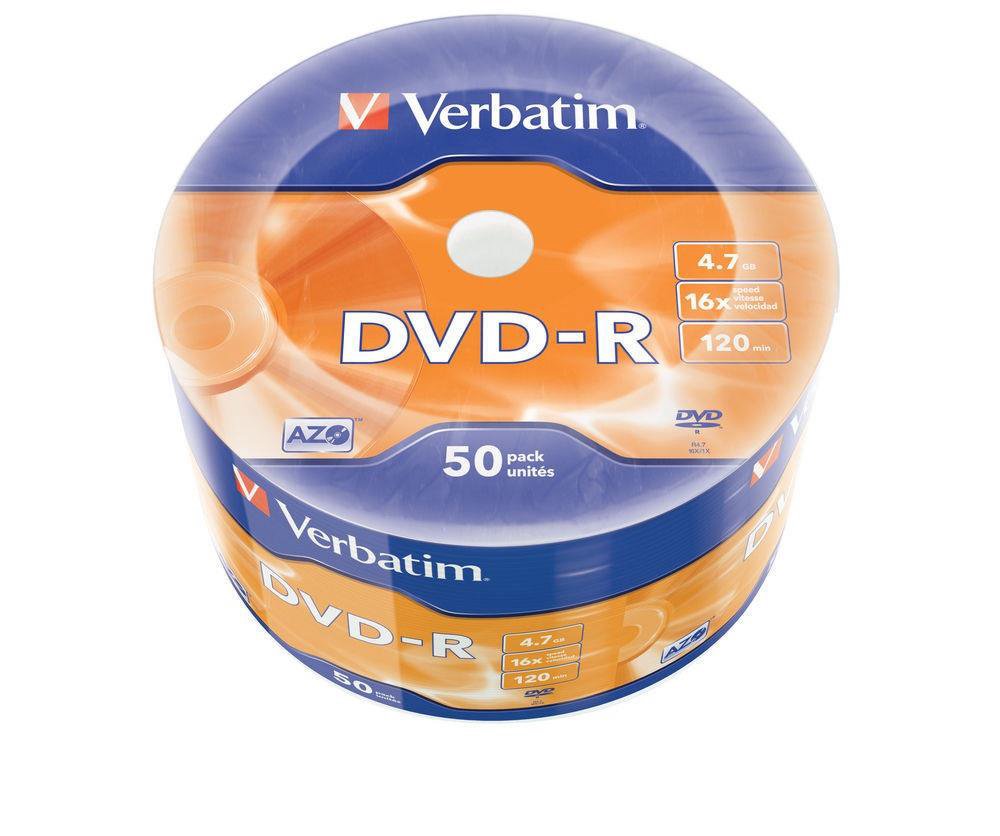 DVD-R Verbatim [ wrap 50  4.7GB  16x  Matt Silver  AZO