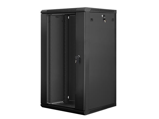 Pakabinama instaliacinė spinta Lanberg 19'' 22U 600x600mm juoda(stiklinės durys)