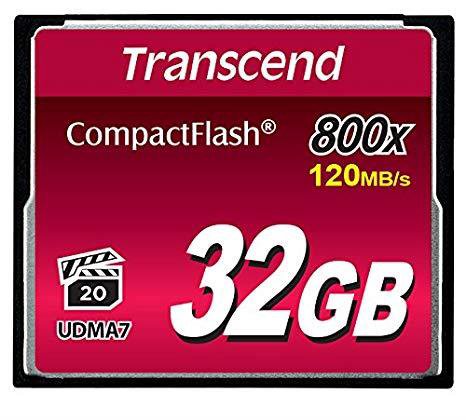 Atm.kort. TRANSCEND Compact Flash 800x, 32GB (TS32GCF800)