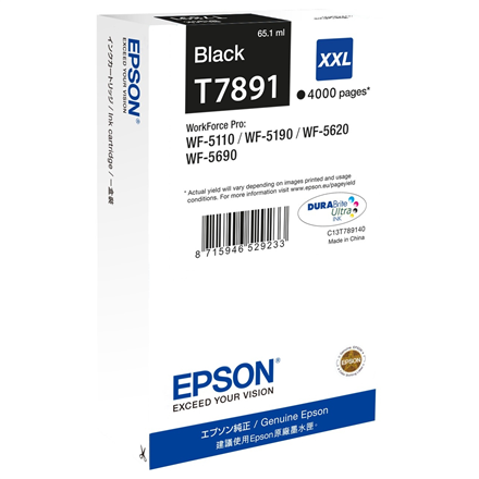 Toneris Epson T7891 XXL Ink Cartridge, Black