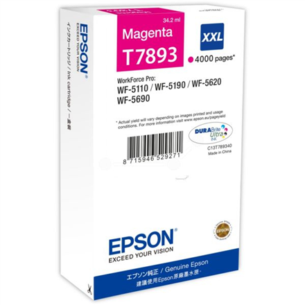 Toneris Epson T7893 XXL Ink Cartridge, Magenta