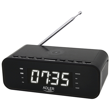 Radija Adler Alarm Clock with Wireless Charger AD 1192B Alarm function ...